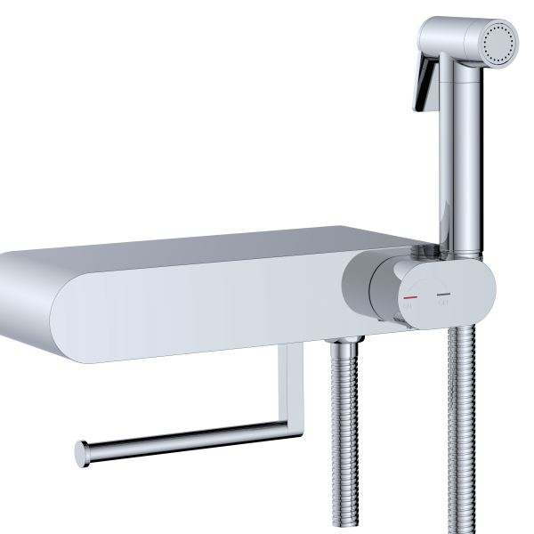 Смеситель с полочкой и держателем туалетной бумаги